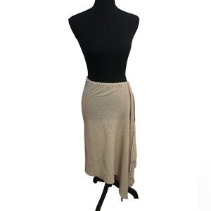 MaxMara Wool & Cashmere Cream Button Fringe Skirt Wrap Women’z Size Small